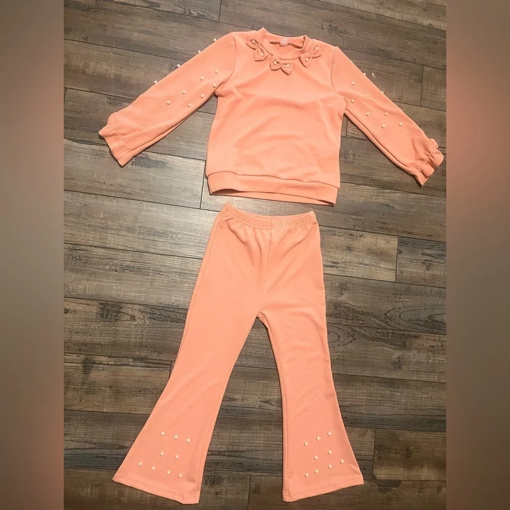 Peach Long Sleeve Top and Pants Set